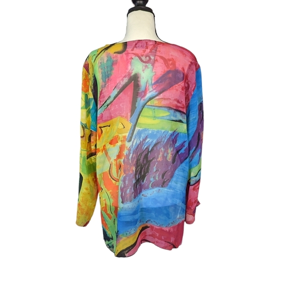 100% Silk Chico's Semi-sheer Floral Blouse - Picture 3 of 10